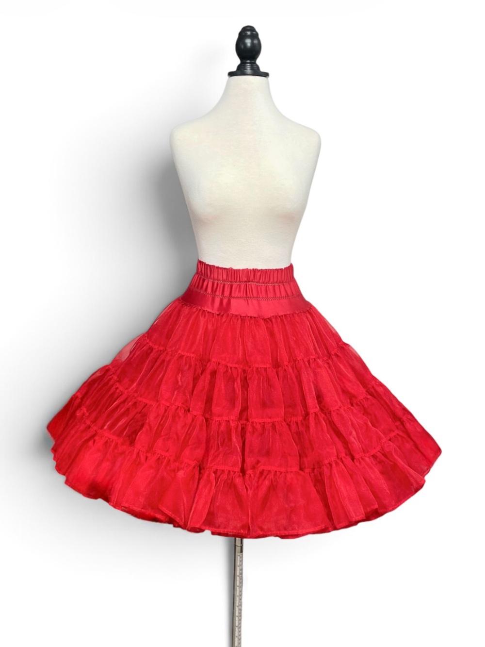 Vintage 80s Red Petticoat Full Tulle Rockabilly Swing Dress Underskirt USA OSFM